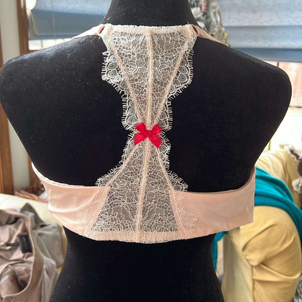 Victoria's Secret Cream Bra with Red Lace Accent